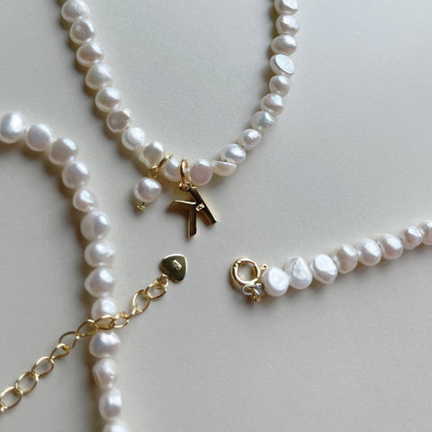 Pearl Initial Necklace Silver BlackSugar-Fine Modern Chic Jewelry that Celebrities Wear Pearl Initial Necklace Silver BlackSugar-Fine Modern Chic Jewelry that Celebrities Wear