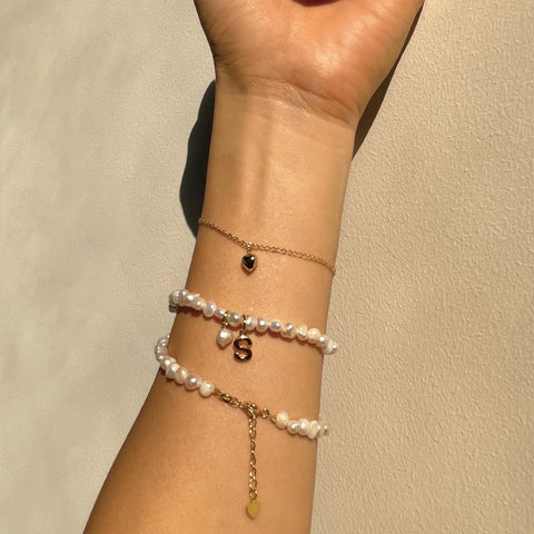 Pearl Initial Necklace Silver BlackSugar-Fine Modern Chic Jewelry that Celebrities Wear Pearl Initial Necklace Silver BlackSugar-Fine Modern Chic Jewelry that Celebrities Wear