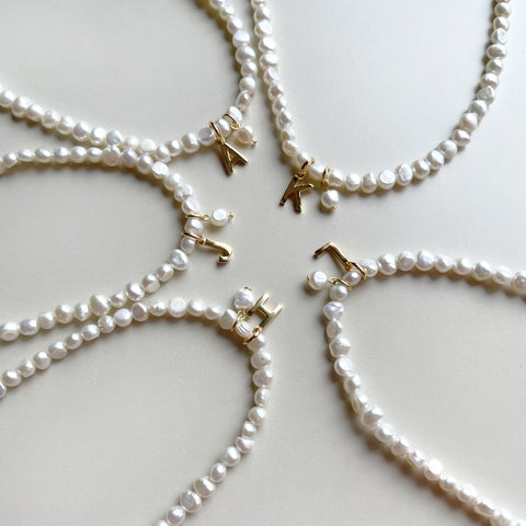 Pearl Initial Necklace Silver BlackSugar-Fine Modern Chic Jewelry that Celebrities Wear Pearl Initial Necklace Silver BlackSugar-Fine Modern Chic Jewelry that Celebrities Wear