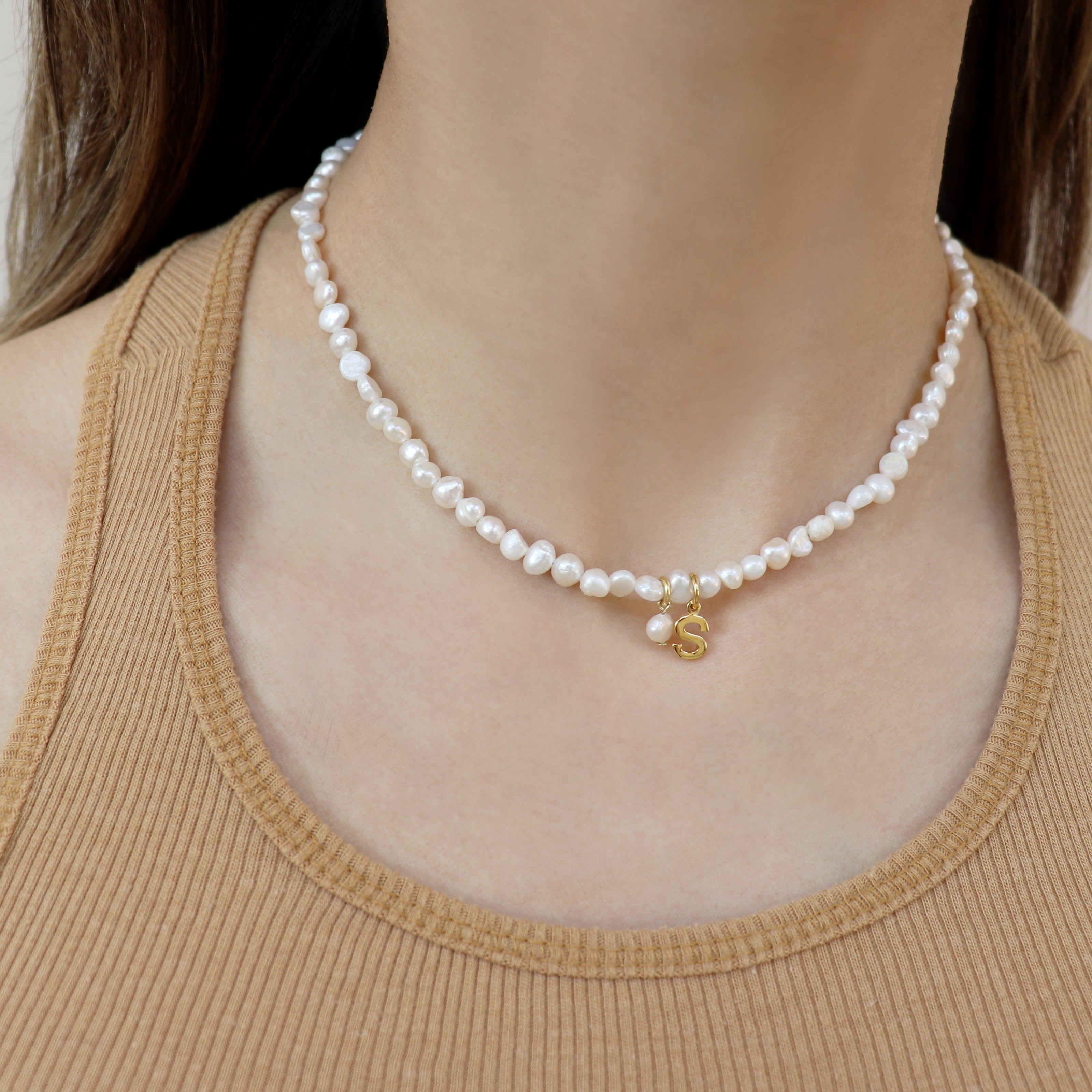 Pearl Initial Necklace Silver BlackSugar-Fine Modern Chic Jewelry that Celebrities Wear Pearl Initial Necklace Silver BlackSugar-Fine Modern Chic Jewelry that Celebrities Wear