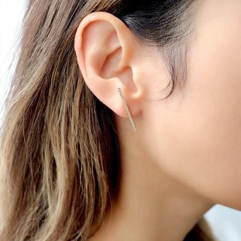 Pave 14k gold earrings Pave Gold Slim Stick BlackSugar Pave 14k gold earrings Pave Gold Slim Stick BlackSugar