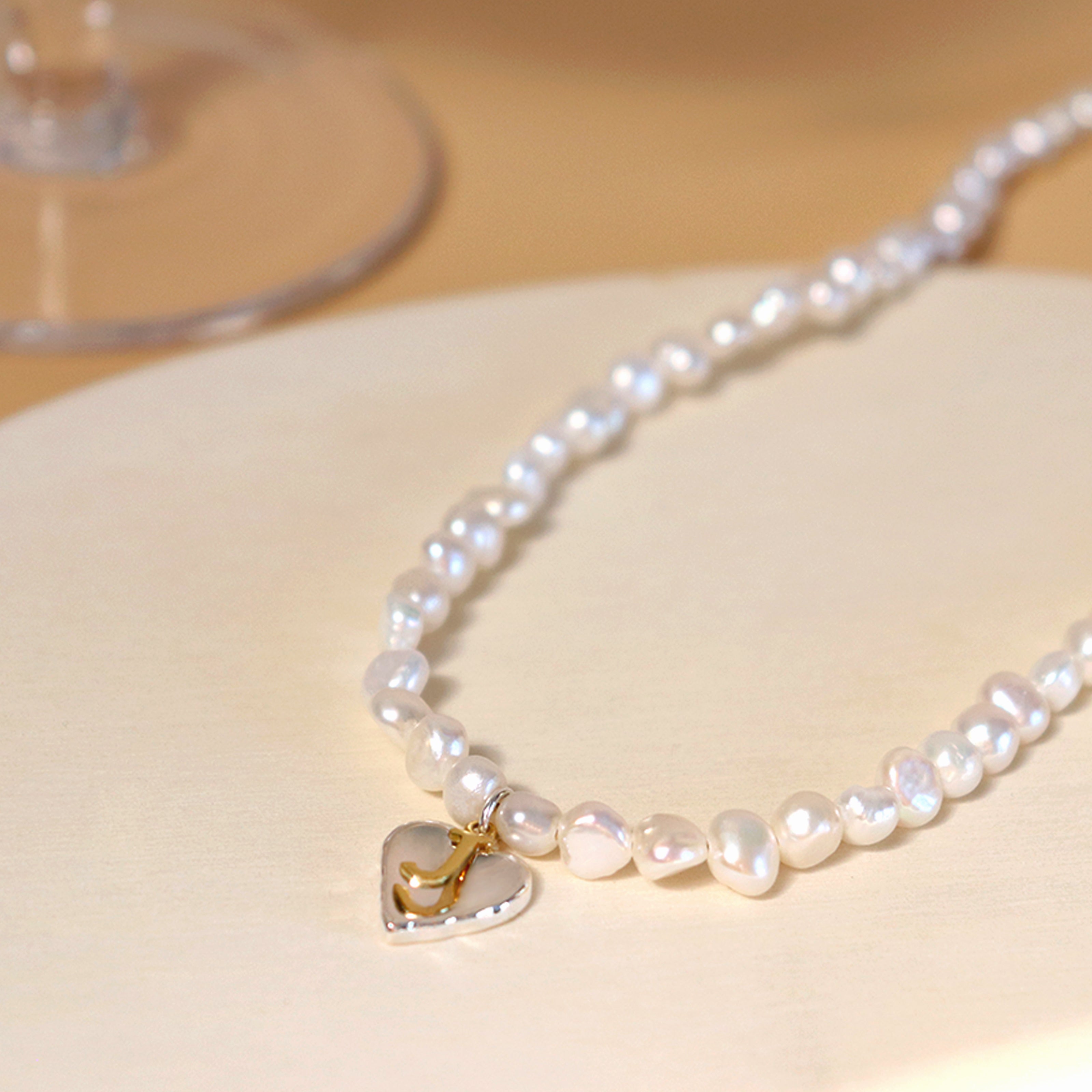 Heart Initial Necklace with Pearl BlackSugar-Shop our personalized jewelry, the perfect gift for every occasion Heart Initial Necklace with Pearl BlackSugar-Shop our personalized jewelry, the perfect gift for every occasion