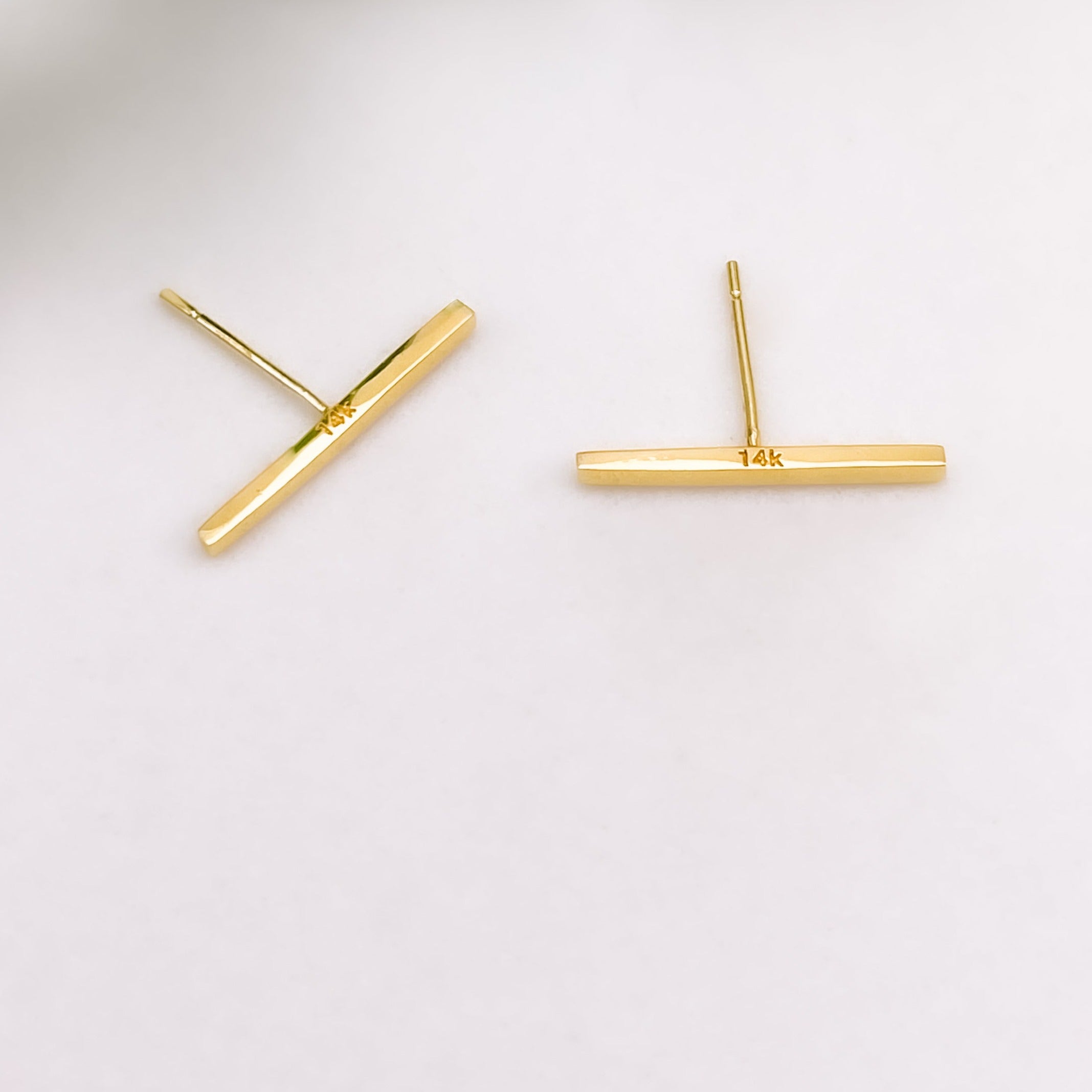 14K Gold Stick Stud Earrings BlackSugar-Fine Modern Chic Jewelry that Celebrities Wear 14K Gold Stick Stud Earrings BlackSugar-Fine Modern Chic Jewelry that Celebrities Wear