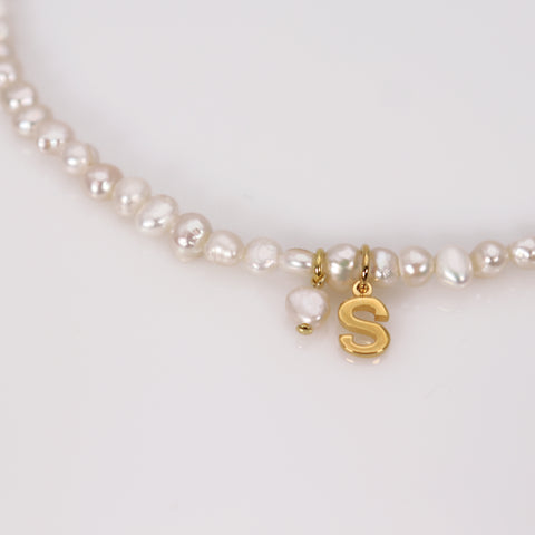 Pearl Initial Necklace Silver BlackSugar-Fine Modern Chic Jewelry that Celebrities Wear Pearl Initial Necklace Silver BlackSugar-Fine Modern Chic Jewelry that Celebrities Wear