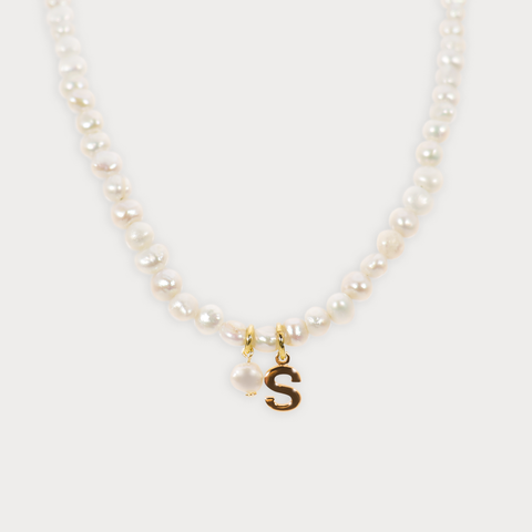 Pearl Initial Necklace Silver BlackSugar-Fine Modern Chic Jewelry that Celebrities Wear Pearl Initial Necklace Silver BlackSugar-Fine Modern Chic Jewelry that Celebrities Wear