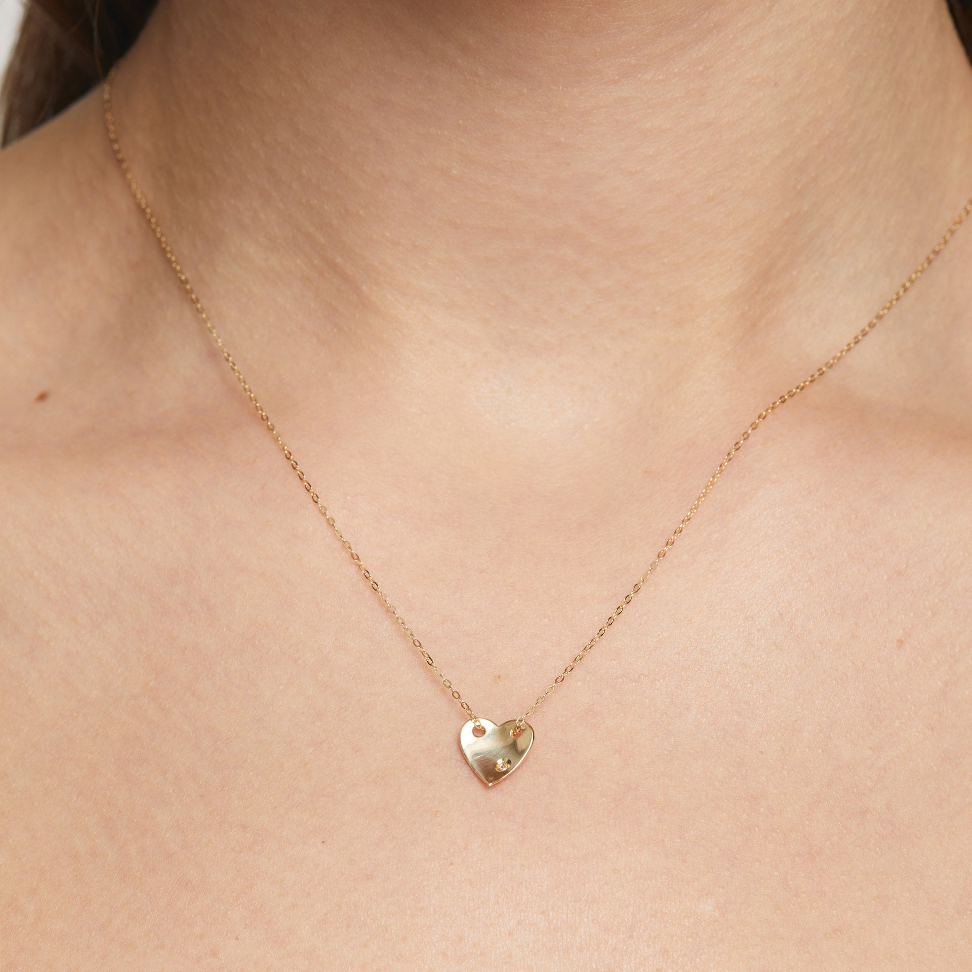 14k Gold Heart Diamond Necklace