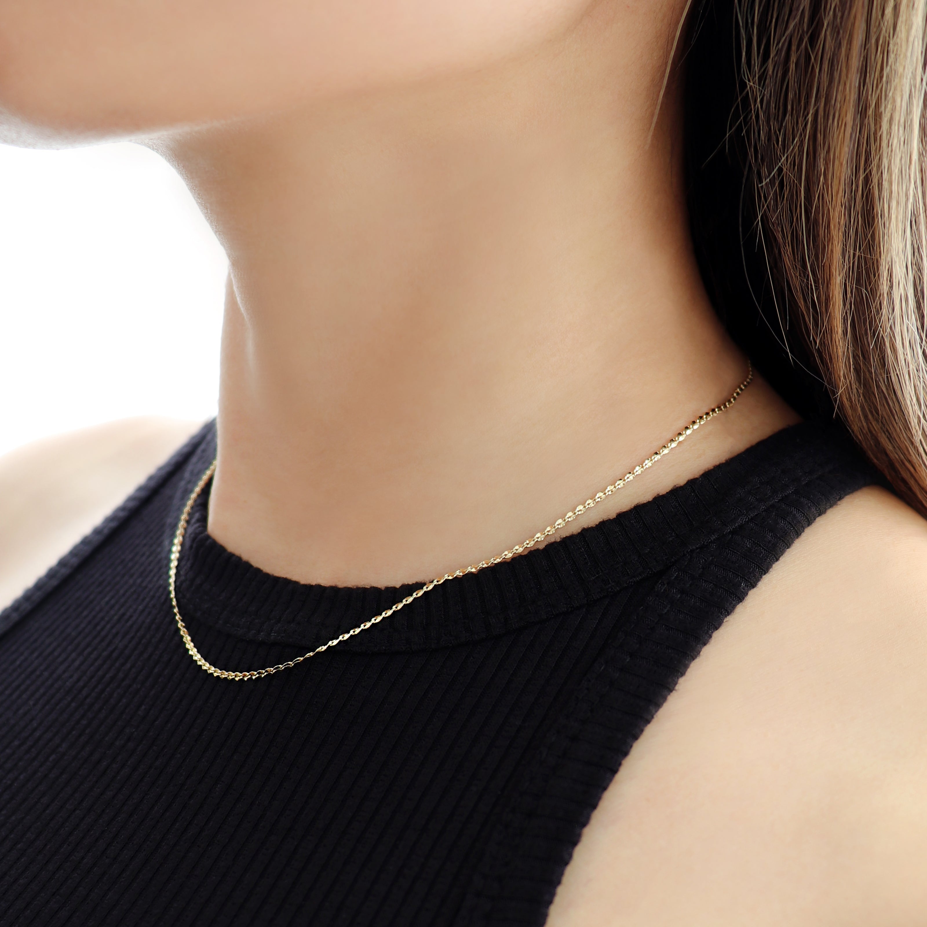 solid gold necklace BlackSugar-Fine Modern Chic Jewelry that Celebrities Wear