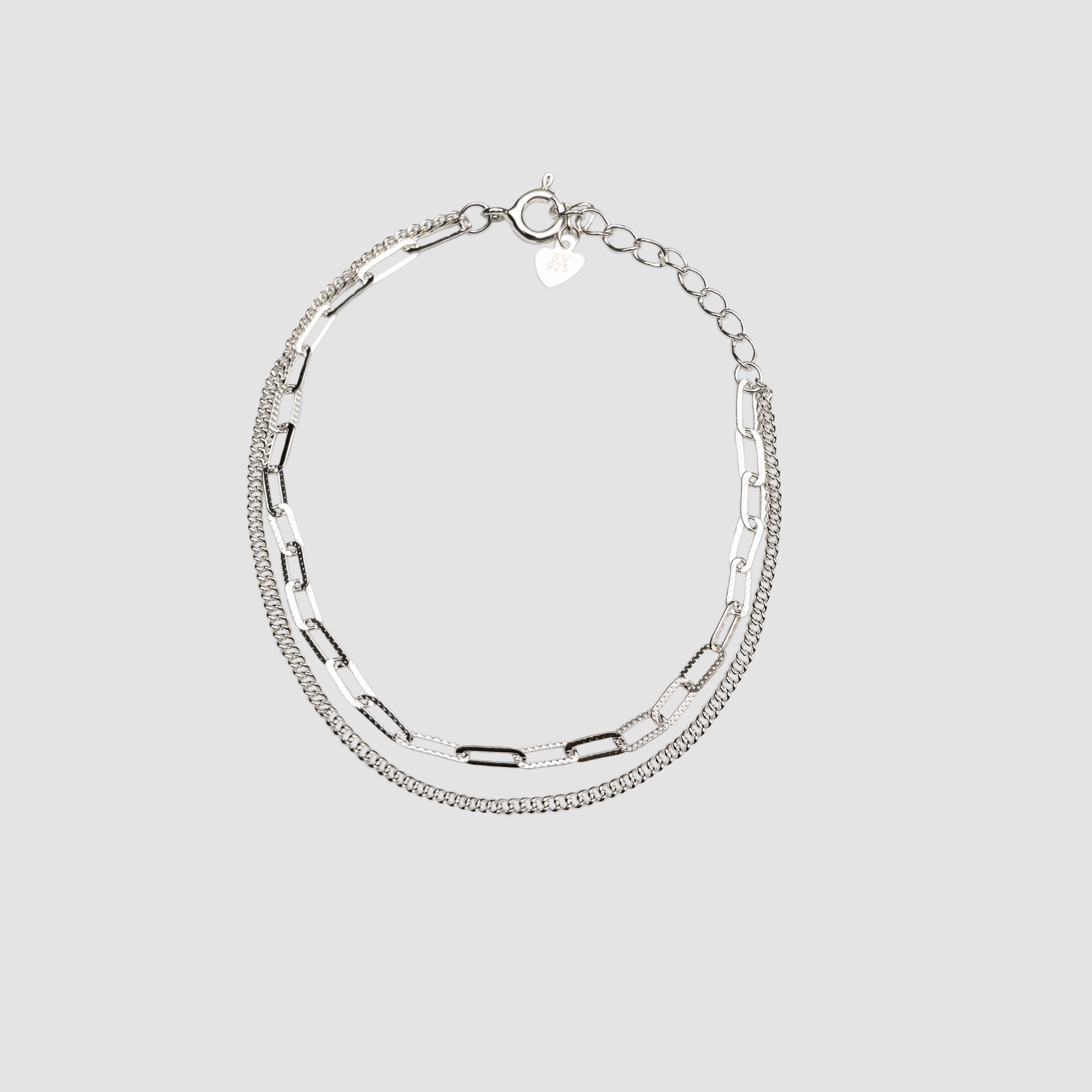Double chain silver bracelet BlackSugar-Fine Modern Chic Jewelry that Celebrities Wear