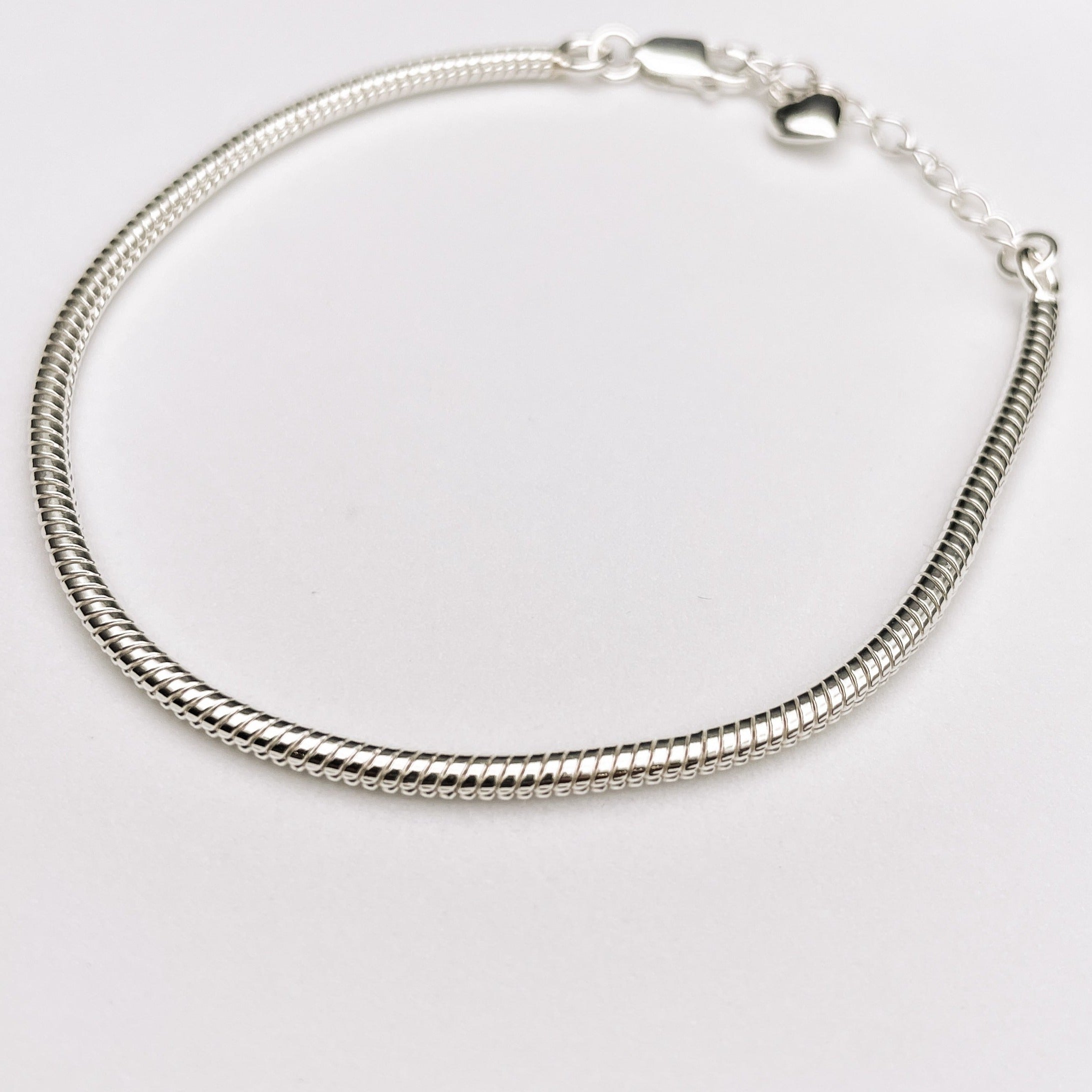 heart clasp snake chain bracelet BlackSugar-Sterling Silver necklaces, bracelets & earrings 