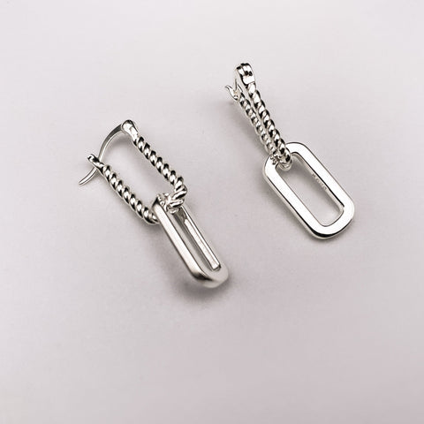 925 Sterling silver chain link earrings Gift For Mom. Gift For Girlfriend