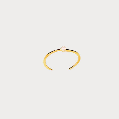 14K Solid Gold White Dot Ring Gift for Women. Gift For Mom. Gift For Girlfriend